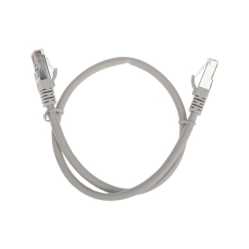 Патч-корд S/FTP, CAT 6A (10G), RJ45-RJ45, 28AWG, LSZH, серый, 0,5м REXANT