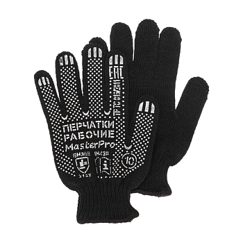 Перчатки полушерстяные с покрытием ПВХ «Зима», 7 нитей, 75-77 г, черные