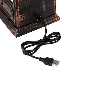 Светодиодный камин Старинные часы с эффектом живого огня 14,7x11,7x25 см, бронза, батарейки 2хС (не в комплекте) USB NEON-NIGHT