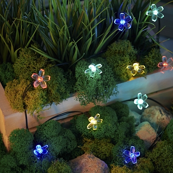 Гирлянда садовая (каскад) Ночной букет 4м, мультиколор, с аккумулятором и выносной солнечной панелью LAMPER