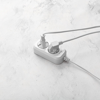 Удлинитель 2 гнезда, 3м, 2х0,75мм², б/з, белый PROconnect