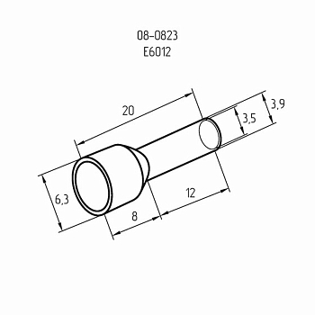 Наконечник штыревой втулочный изолированный F-12 мм 6 мм² (НШВи 6.0-12 / Е 6,0-12/E6012) зеленый REXANT