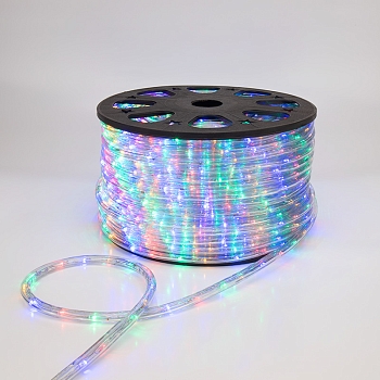 Дюралайт LED трехжильный 230В 13мм 24 LED/м МУЛЬТИ (RYGB) свечение с динамикой модуль 4м бухта 100м NEON-NIGHT Эконом