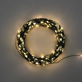 Гирлянда светодиодная Роса с контроллером 20м, 200LED, ТЕПЛЫЙ БЕЛЫЙ, IP20, 230В, зеленый провод NEON-NIGHT