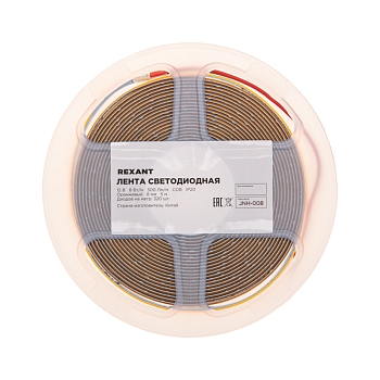 Лента светодиодная 12В, COB 8Вт/м, 320 LED/м, оранжевый, 8мм, 5м, IP20 REXANT