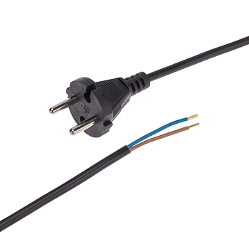 Шнур электрический с вилкой ПВС 2х0,75 мм² 5м черный REXANT