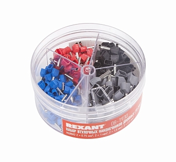 Набор втулочных наконечников двойных НШВи(2) (2х0.75 мм²; 2х1 мм²; 2х1.5 мм²; 2х2.5 мм²) в боксе (ТE-200) REXANT