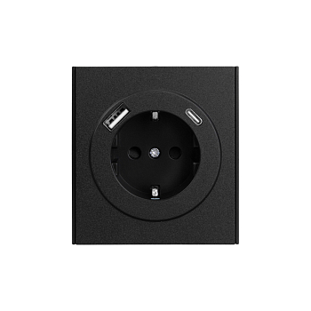 Розетка STRONG 1-ая с/з с/у з/ш 16А с USB A+C быстрой зарядки 5В/3А антрацит KRANZ