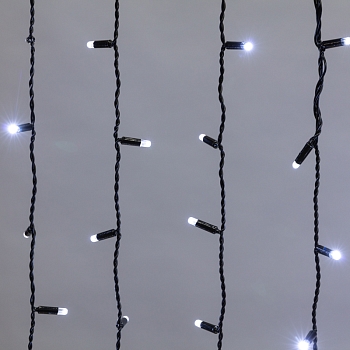 Гирлянда светодиодная Занавес 2х1,5м 300 LED БЕЛЫЙ черный ПВХ IP65 постоянное свечение 230В нужен блок 303-500 NEON-NIGHT