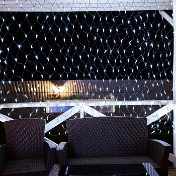 Гирлянда светодиодная Сеть 2,5х2,5м 432 LED БЕЛЫЙ черный ПВХ IP65 свечение с динамикой 230В контроллер в комплекте NEON-NIGHT