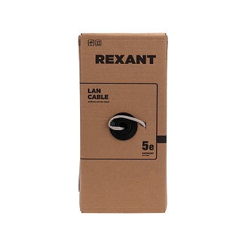 Кабель витая пара F/UTP, CAT 5e, PE, 4PR, 24AWG, OUTDOOR, SOLID, черный, 305м, серия LIGHT, РФ REXANT