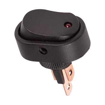 Выключатель клавишный овальный 12В 30А (3с) ON-OFF черный с красной LED-подсветкой REXANT