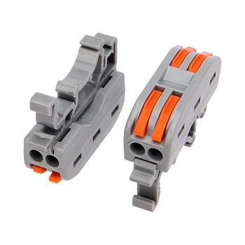 Клемма СМК 222-422D проходная 2-полюсная, с креплением на DIN-рейку (0,08-4 мм²) серая (50 шт./уп.) REXANT