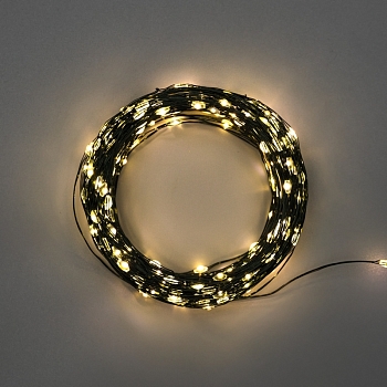 Гирлянда светодиодная Роса с контроллером 30м, 300LED, ТЕПЛЫЙ БЕЛЫЙ, IP20, 230В, зеленый провод NEON-NIGHT