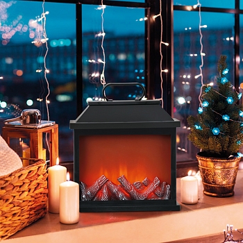 Светодиодный камин Авангард с эффектом живого огня 30х13х30 см, батарейки 3хС (не в комплекте) или от USB (в комплекте)