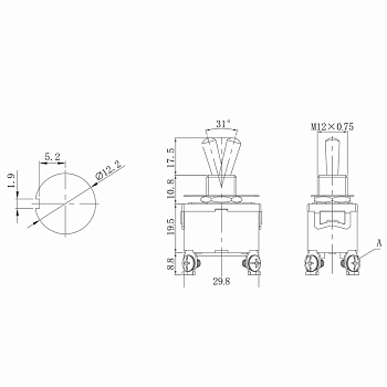 Тумблер 250V 15А (4c) ON-OFF двухполюсный (KN-201) REXANT