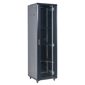 Напольный шкаф 19" 42U 600×600×2054 (ШxГxВ), дверь стекло, металлическая задняя дверь, боковые съемные стенки, RAL 9005 REXANT