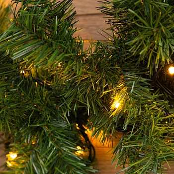 Еловый шлейф 2,7м, диаметр 26см, теплое белое свечение 80 LED с эффектом мерцания NEON-NIGHT