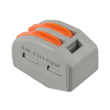 Универсальная клемма СМК 222-412, 2-проводная серая 0,08-2,5/4 мм² (20 шт./уп.) REXANT