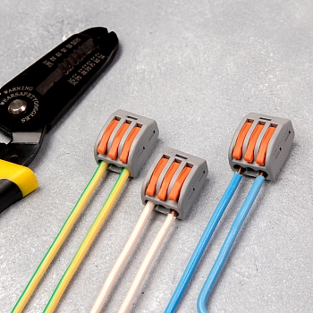 Универсальная клемма СМК 222-413, 3-проводная серая 0,08-2,5/4 мм² (50 шт/уп) REXANT