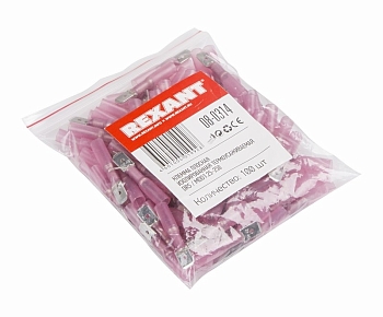 Клемма плоская изолированная термоусаживаемая РПи-п-т 1.5-(6.3)/РпИп-т 1,25-7-0,8 штекер 6.35 мм 0.5-1.5 мм² красный   REXANT