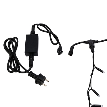 Гирлянда Светодиодный Дождь 2х6м, постоянное свечение, черный провод КАУЧУК, 230 В, диоды БЕЛЫЕ (шнур питания в комплекте)