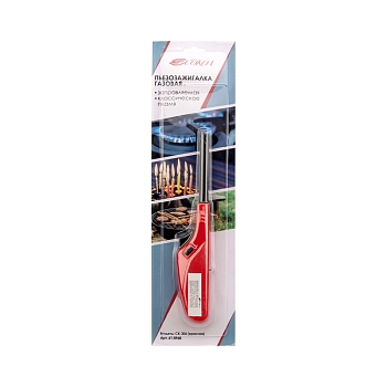 Бытовая газовая пьезозажигалка с классическим пламенем многоразовая (1 шт.) красная  СК-306  СОКОЛ