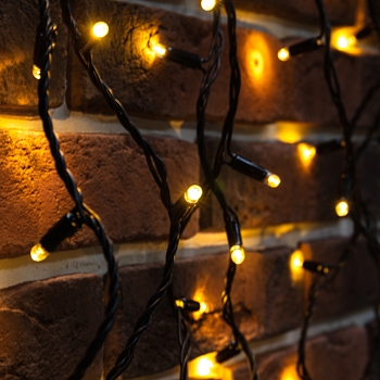 Гирлянда светодиодная Нить 10м 100 LED ТЕПЛЫЙ БЕЛЫЙ черный ПВХ IP65 постоянное свечение 230В соединяется нужен блок 303-500 NEON-NIGHT