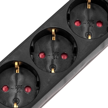 Удлинитель STANDARD 5 гнезд, 3м, 3х1,0мм², с/з, с выключателем, черный REXANT