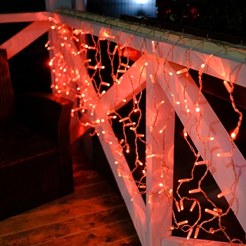 Гирлянда светодиодная Занавес 2x0,8м 160 LED КРАСНЫЙ прозрачный ПВХ IP65 постоянное свечение 230В блок в комплекте NEON-NIGHT