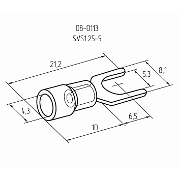 Наконечник вилочный изолированный 5.3 мм 0.5-1.5 мм² (НВи 1.5-5/НВи 1,25-5) красный (10шт./уп.) REXANT