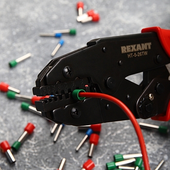 Кримпер HT-5-26TW для обжима двойных штыревых наконечников 2x(0,5-6,0)мм² REXANT
