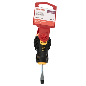 Отвертка шлицевая SL5х40мм, двухкомпонентная рукоятка REXANT