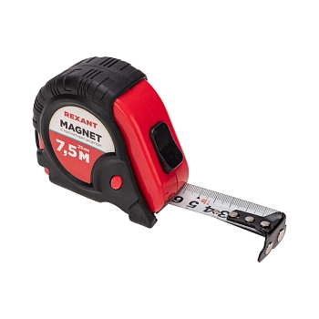 Рулетка измерительная Профи прорезиненный корпус, магнитная, 7,5м х 25мм REXANT