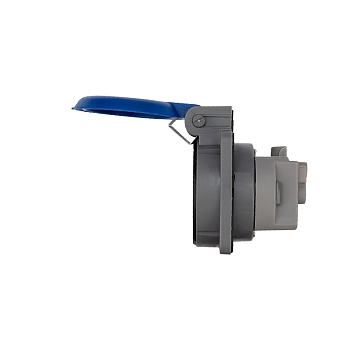 Розетка влагозащищенная панельная с крышкой 1 гнездо, 2Р+РЕ, с/з, с/у, 16А, IP54, серая REXANT