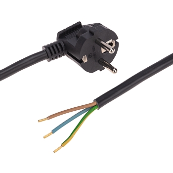 Шнур электрический с вилкой ПВС 3х1,5 мм² 2м черный REXANT