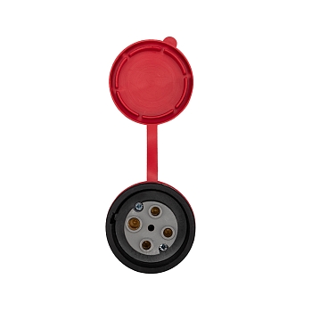 Розетка влагозащищенная переносная с крышкой 1 гнездо, 3Р+РЕ, 32А, IP44, каучук, черная REXANT