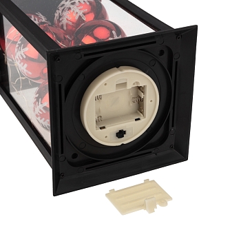 Декоративный фонарь с шариками, черный корпус, размер 14х14х27 см, цвет теплый белый