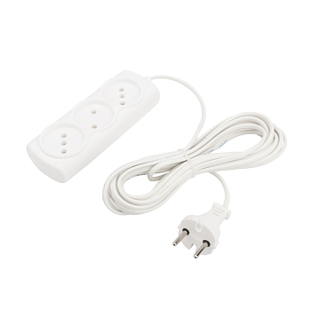 Удлинитель STANDARD 3 гнезда, 5м, 2х0,75мм², б/з, белый PROconnect