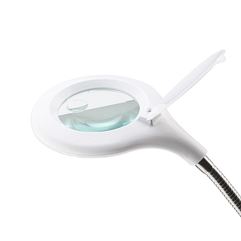 Лупа настольная 3D+12D с подсветкой 40 LED, прищепка, ø100мм, белая REXANT