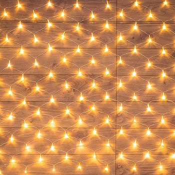 Гирлянда Сеть 1,5х1,5м, прозрачный ПВХ, 96 LED Теплый белый
