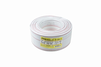 Кабель коаксиальный SAT 50 M, CCS/Al/Al, 75%, 75Ом, 100м, INDOOR, белый PROconnect