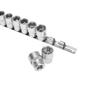 Набор торцевых головок 1/2, шестигранные, CrV, 10 шт., 10-22мм REXANT