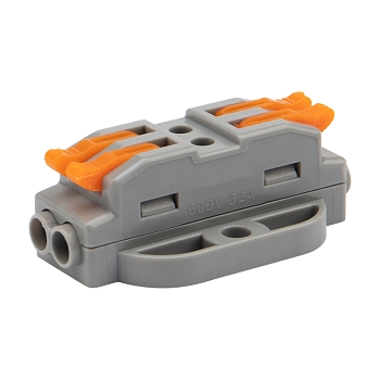 Клемма СМК 222-422P проходная 2 полюса, с монтажной площадкой (0,08-4 мм²), серая (50 шт./уп.) REXANT