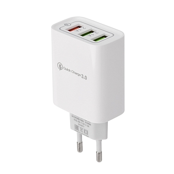 Сетевое зарядное устройство 3 x USB, 5V, 3 А + 1 А + 1 А, белое REXANT