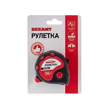 Рулетка измерительная Профи прорезиненный корпус, 3м х 16мм REXANT