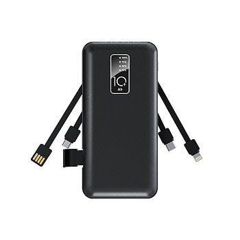 Портативное зарядное устройство Power Bank (аккумуляторная батарея) 10000 mAh, черное REXANT