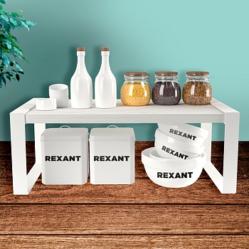 Полка-органайзер для кухни, дуб Харбор, белая REXANT