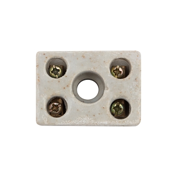 Клемма керамическая винтовая КВ 4 мм² 2 пары контактов с крепежным отверстием (100 шт./уп.) REXANT