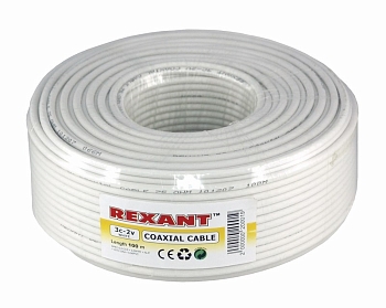 Кабель коаксиальный 3С-2V, 75Ом, CCS/Al/Al, 48%, 100м, INDOOR, белый REXANT